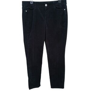 J Jill Black Corduroy Pants Medium Waist 34" Inseam 28" Mid Rise Cotton